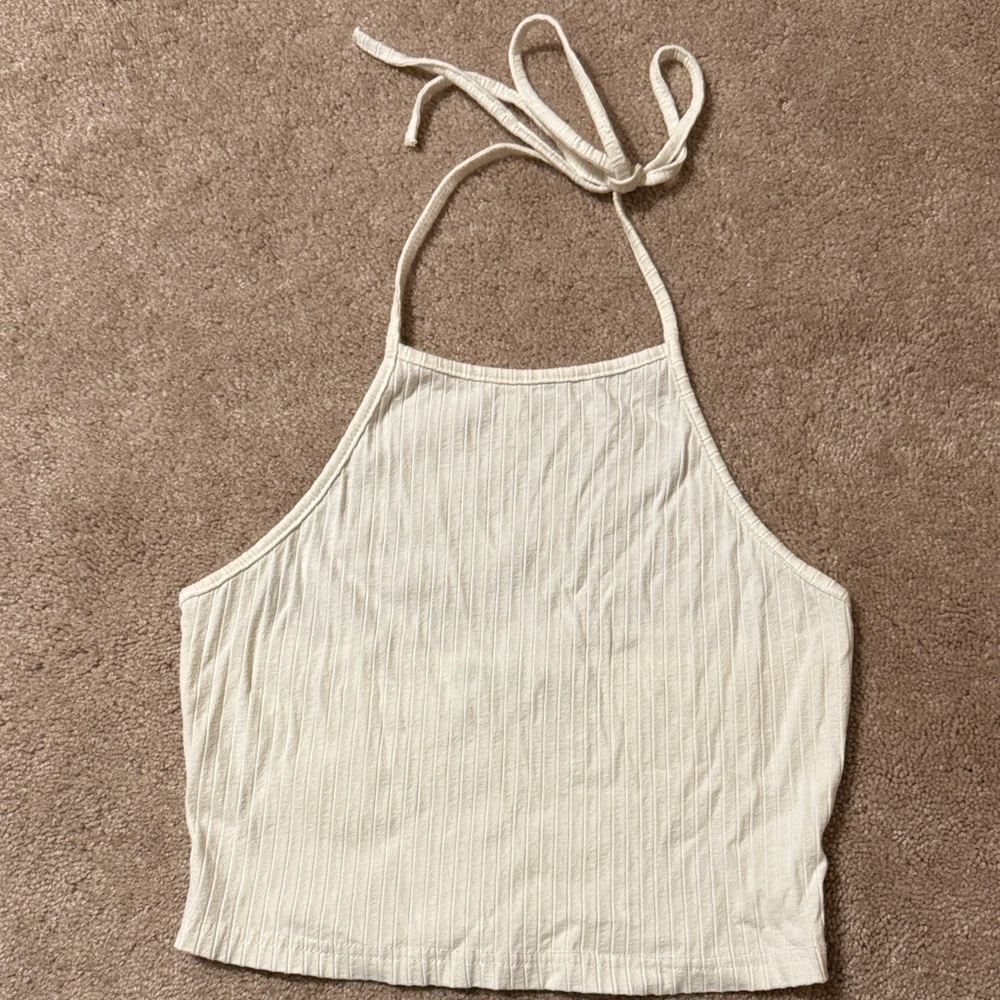 Cream Halter Neck Women’s Crop Top